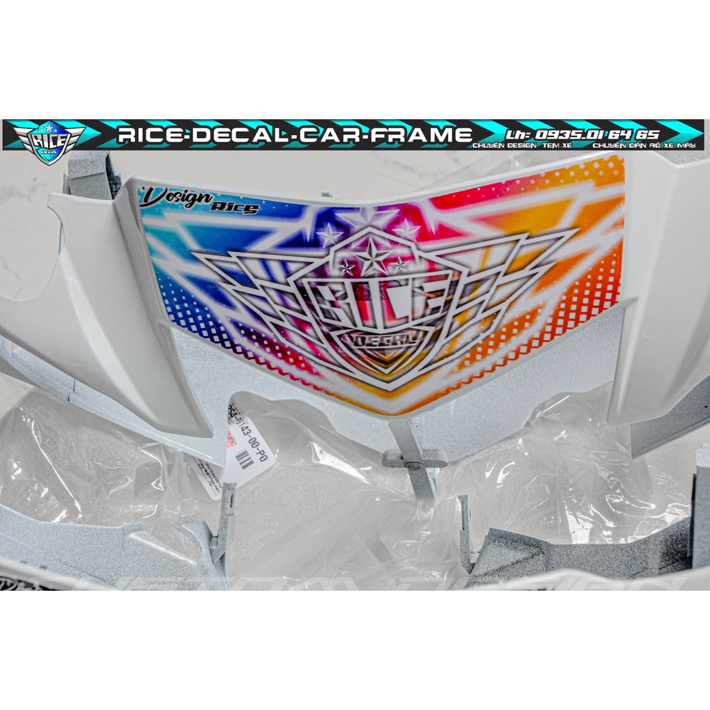 Tem Dán Hộp Đầu Sirius Rice decal LoGo Lớn màu Trắng