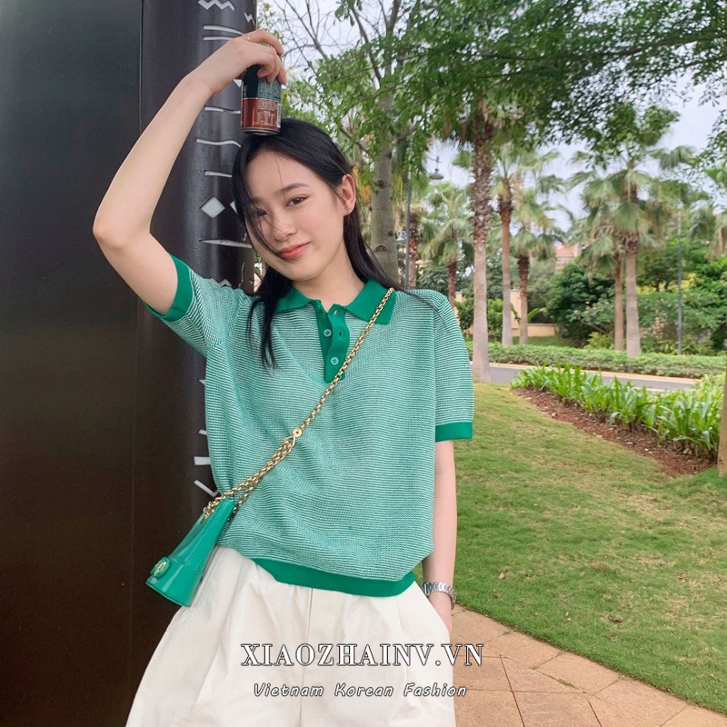 Áo Thun Polo Dệt Kim Tay Ngắn Dáng Rộng Thoáng Khí Thoải Mái Thời Trang Hàn Quốc Cho Nữ 3 Màu Tùy Chọn | BigBuy360 - bigbuy360.vn