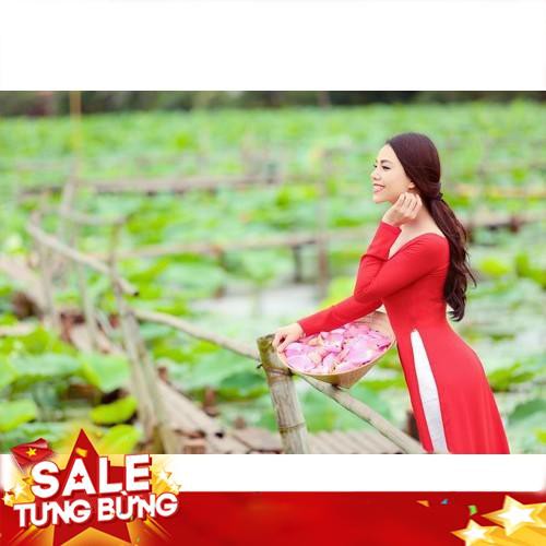 Bộ áo dài truyền thống Mai Lan cổ vuông cao cấp - y hình