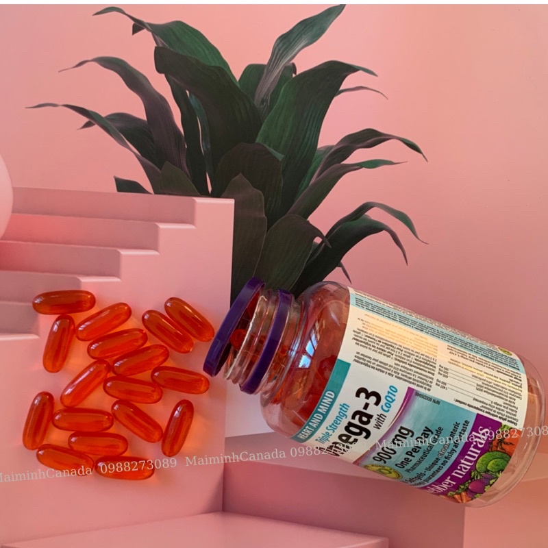 Dầu cá Omega 3 CoQ10; Triple Strength Omega-3 With 900mg Webber Natural; Date 2027