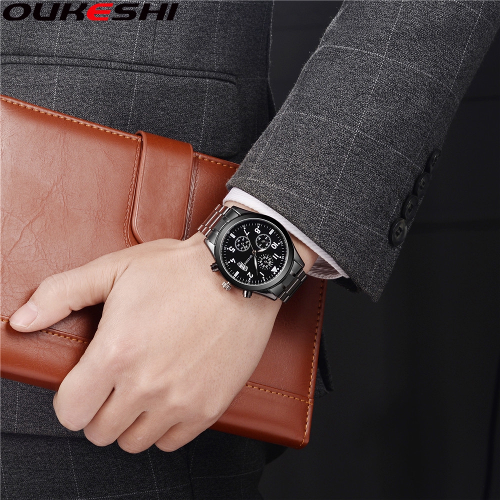 Đồng hồ thạch anh chạy kim chất liệu thép không gỉ sang trọng