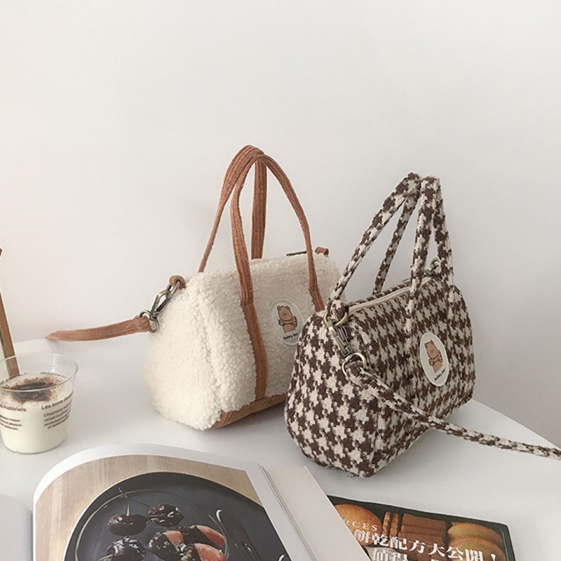 Túi Đeo Chéo Vai Hình Gấu Bông Dễ Thương Có Khóa Kéo Dành Cho Nữ