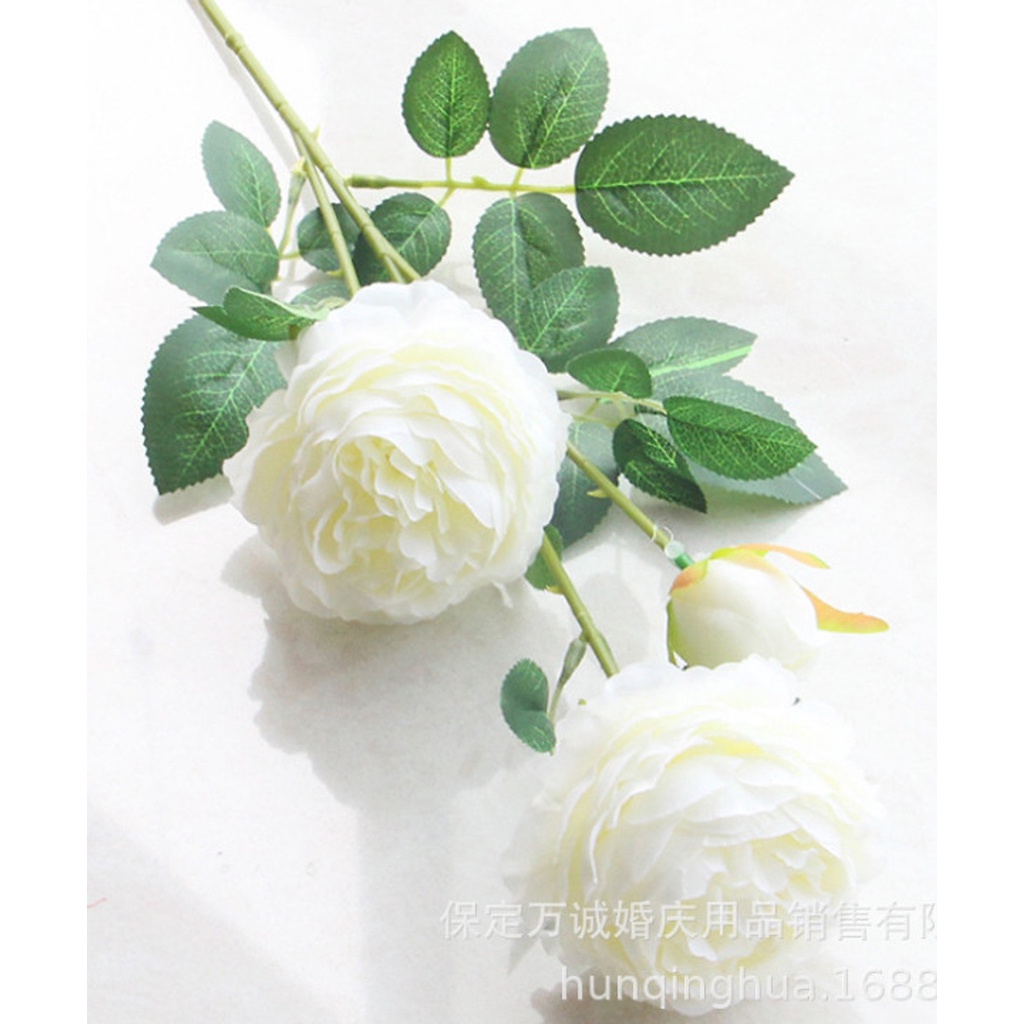 Hoa giả decor trang trí cành Hồng 3 bông phong cách Hàn Quốc, Trang trí nhà cửa, quán cà phê, decor nội thất, cắm hoa