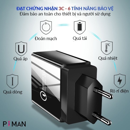 Củ sạc siêu nhanh hỗ trợ Quick Charge QC3.0 - 4 Cổng USB