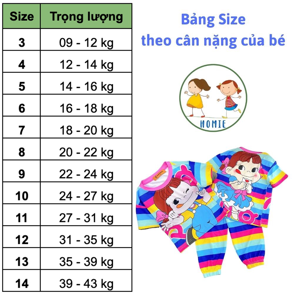 Đồ Bộ Cho Bé Gái 9-43 Kg Set Quần Dài Áo Tay Ngắn Trẻ Em Thun Lạnh 3D Mặc Nhà Size Nhí Đại In Siêu Bền Đẹp Homie Kids