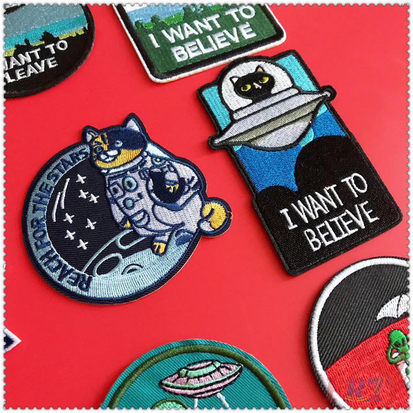 Miếng vá ủi thêu chữ i want to leave / i want to believe độc đáo