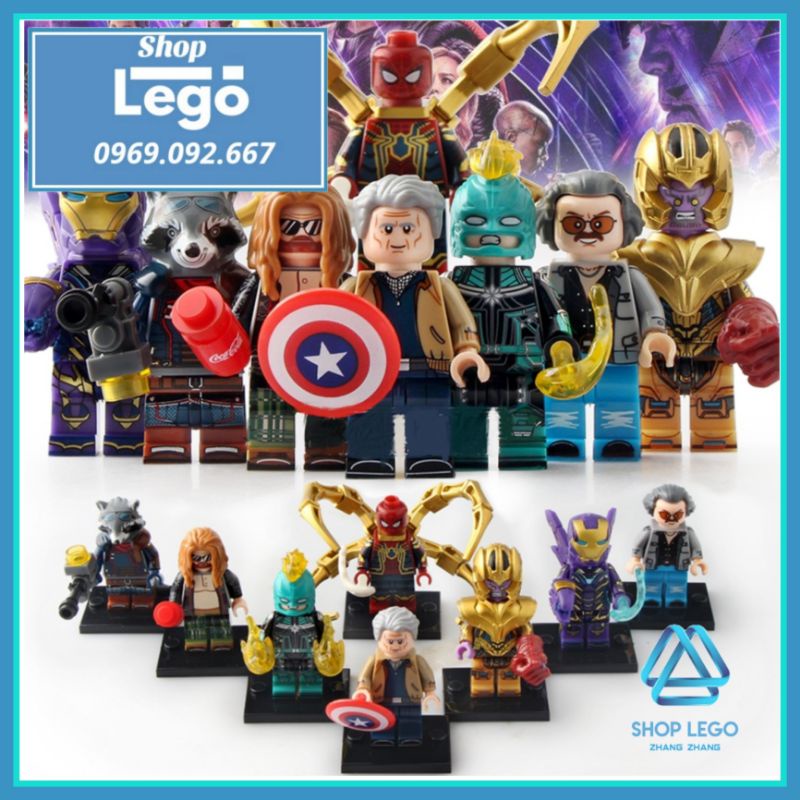 Đồ chơi Xếp hình Thanos gồm Stan Lee - Captain America Marvel Spider Man Pepper ...