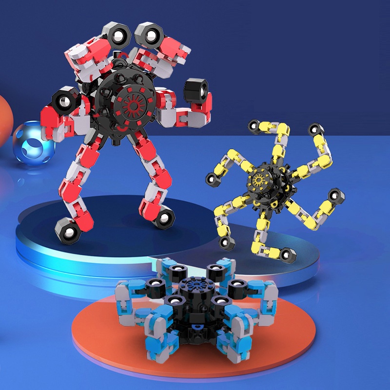 Con quay đồ chơi robot fidget spinner đầu ngón tay cơ khí dạng chuỗi biến hình , con quay hồi chuyển giải nén spinner
