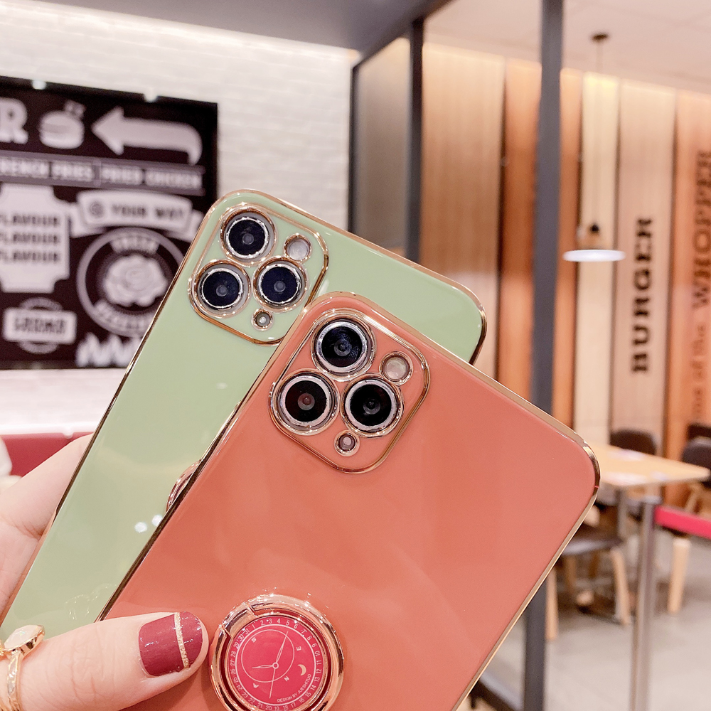 Ốp điện thoại tpu có giá đỡ nhẫn bảo vệ camera cho IPhone 12 11 Pro Max Mini X XS Max XR 7 8 Plus Se 2020