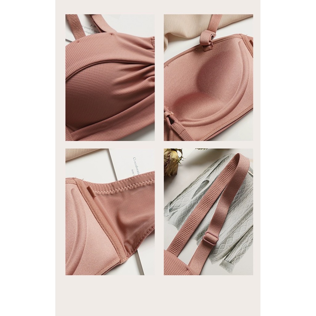 Bộ đồ lót VANVENE, AB506, bộ cup vuông xẻ ngực chữ V, không gọng đệm kép 2cm ôm nâng tự nhiên