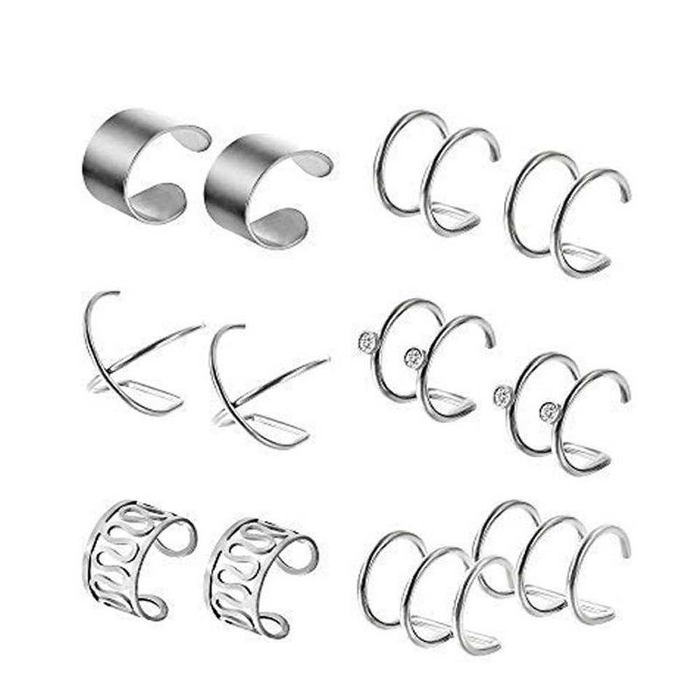 Set 12 Khuyên Kẹp Sụn Tai Màu Sắc Đơn Giản Cho Nam Và Nữ