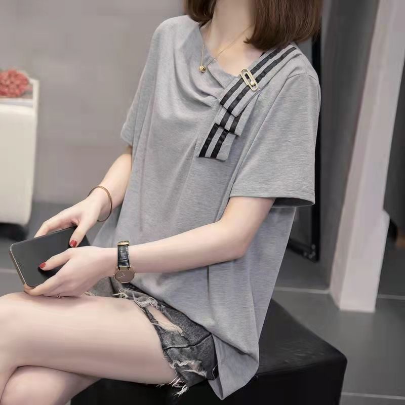 Áo Thun Tay Ngắn Cổ Tròn Màu Sắc Trơn Thời Trang Mùa Hè Dành Cho Nữ