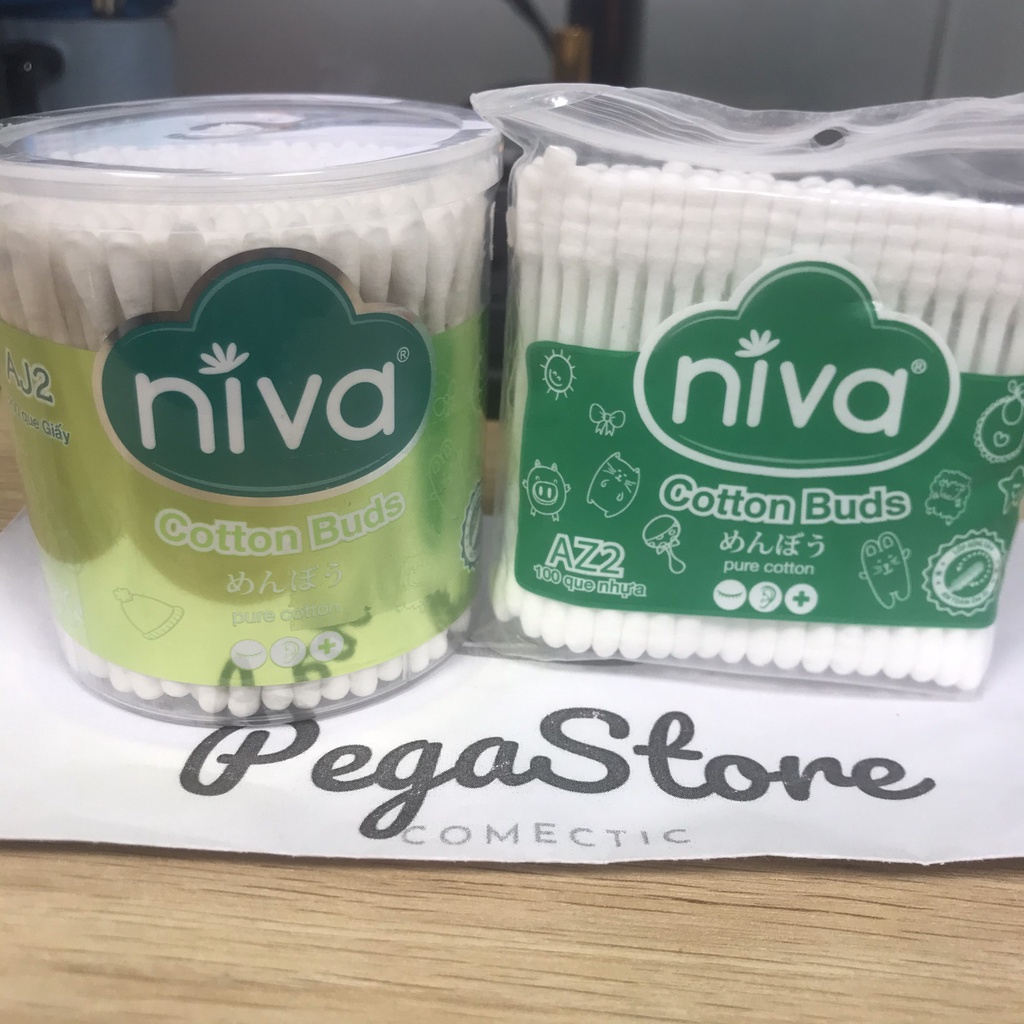 Tăm Bông Ngoáy Tai LIPZO Niva Cotton Buds AJ2 100 que/1 bịch -  Tăm bông ráy tai 200 que /hộp