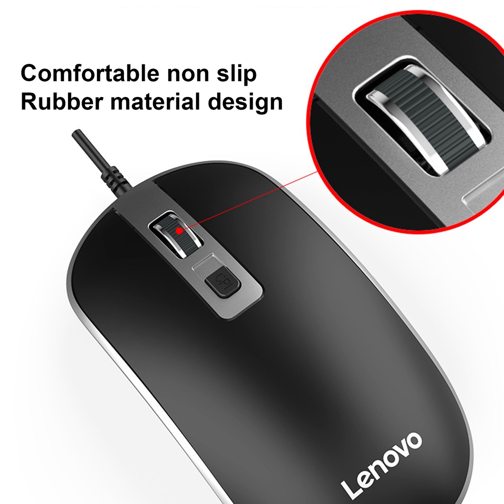 Chuột có dây LENOVO M104 USB từ ABS 1600DPI cắm và hoạt động cho máy tính ứng dụng rộng đối xứng hai tay