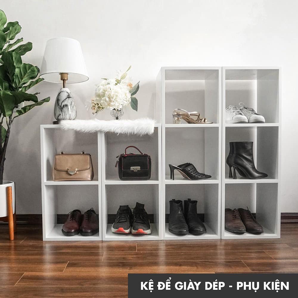 Kệ Sách Tổ Ong 3 Tầng dễ thương đa công dụng Tủ sách gỗ MDF để sàn nhà tiện lợi màu TRẮNG