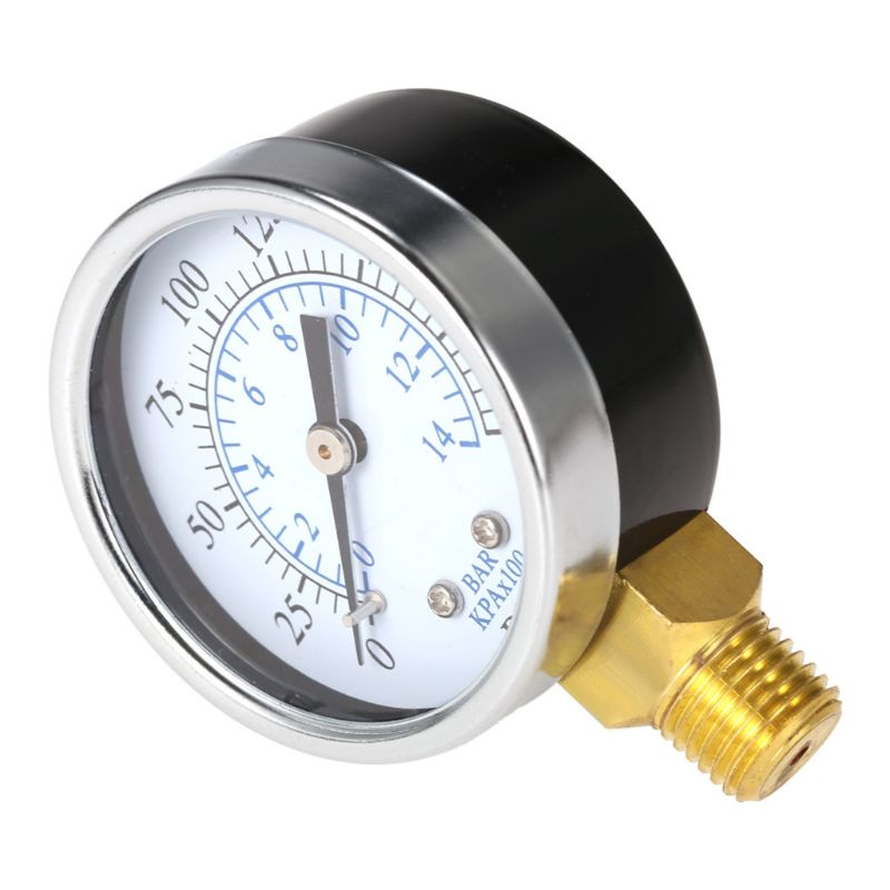 Đồng Hồ Đo Áp Suất Nước / Nhiên Liệu Mini Ren Kim Loại 1 / 4 &quot;0-200psi / 0-14bar