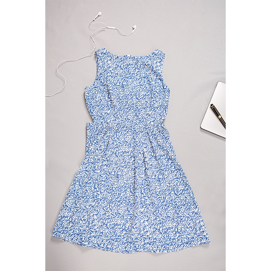 ĐẦM NGẮN KHOÉT EO HỌA TIẾT CỎ XANH THIẾT KẾ CAO CẤP THƯƠNG HIỆU CQA BOUTIQUE CQA0077