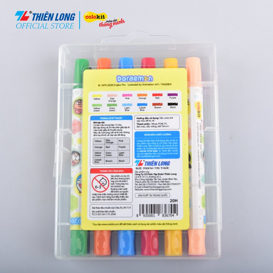 Bút sáp vặn Thiên Long Colokit- 12/18/24 màu-TCR-C007/DO- TCR-C008/DO- TCR-C009/DO