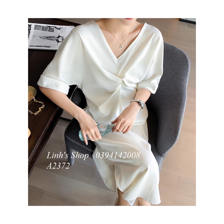 Váy Bầu Đầm Bầu Xinh Trắng Dự Tiệc Sang A2372