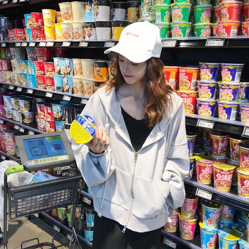 Áo Khoác Sweater Có Mũ Trùm Dáng Ngắn Kiểu Hàn Quốc Thời Trang Mùa Thu Cho Nữ