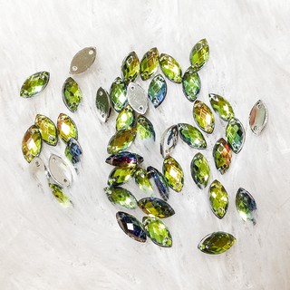 Hạt đá nhựa acrylic kết áo đính trang phục hình lá 3d dài 1cm