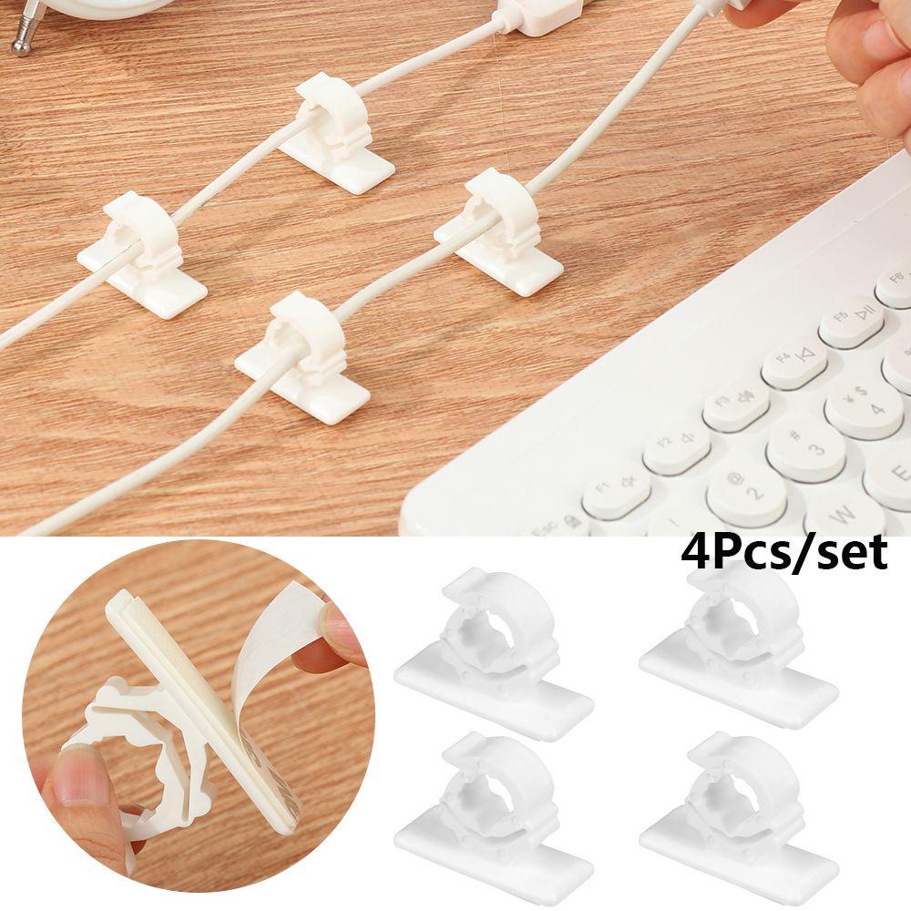 WTTLE Bộ 4 Kẹp Cố Định Dây Cáp Tự Dính Tiện Dụng