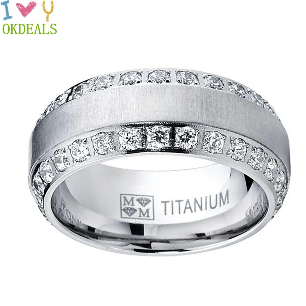 OKDEALS Unique Men's Ring Party Cubic Couple Ring Zirconia|Gift Wedding Jewelry Titanium