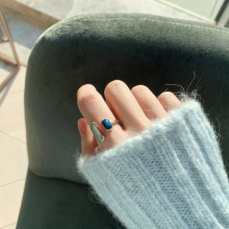 Nhẫn Hở Họa Tiết Hình Học Đính Đá Zircon Thời Trang Phong Cách Hàn Quốc Cho Nữ