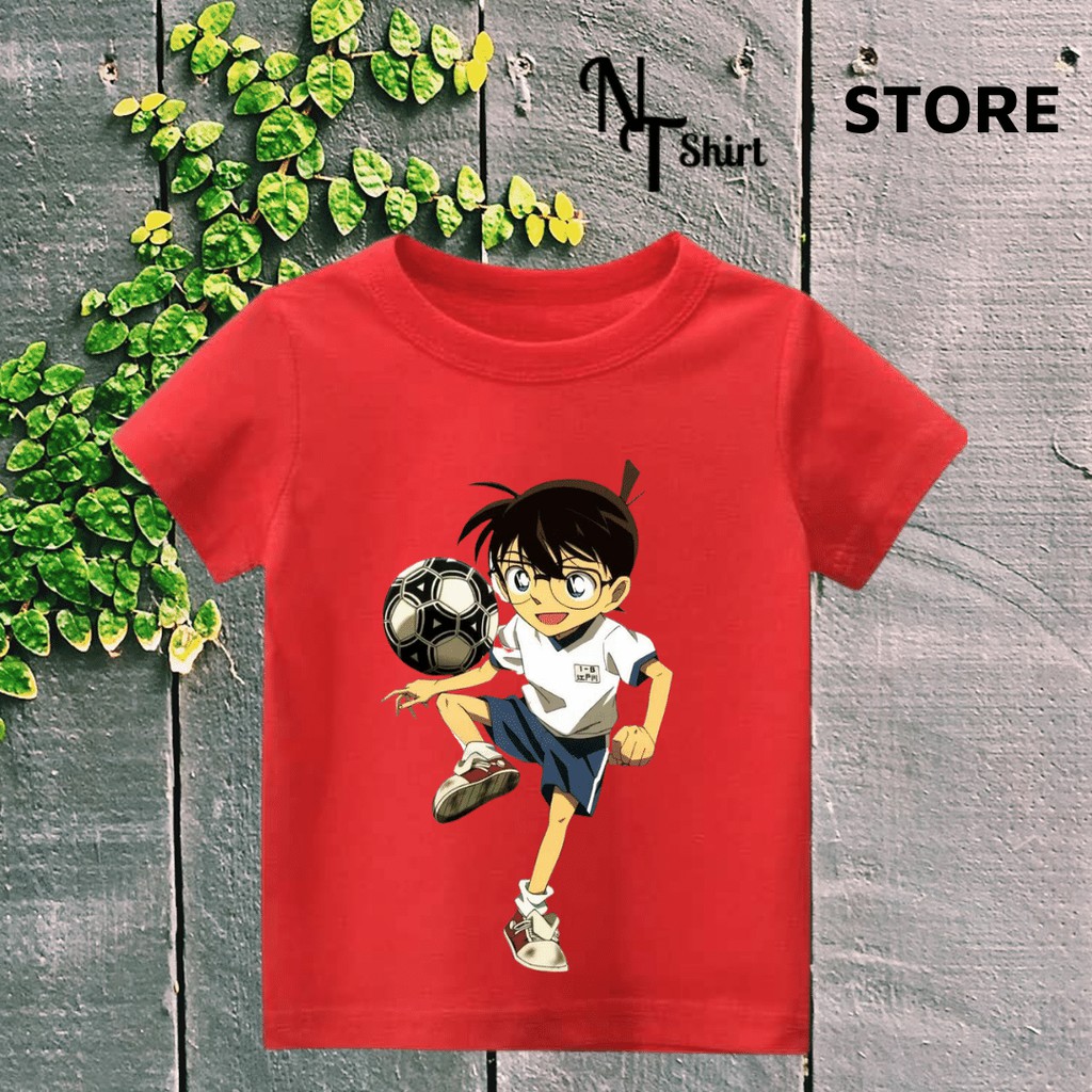 Áo thun trẻ em in hìnhThám Tử Dừng Danh Conan Đá Bóng, Áo cotton mặc mát thoải mái NTShirt 03