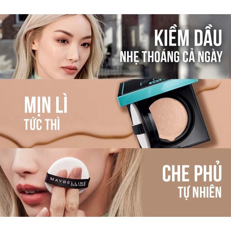 Phấn Nước Che Phủ Mỏng Nhẹ, Mịn Mượt Lâu Trôi Maybelline New York Fit Me Matte+Poreless Oil Control Cushion 14g