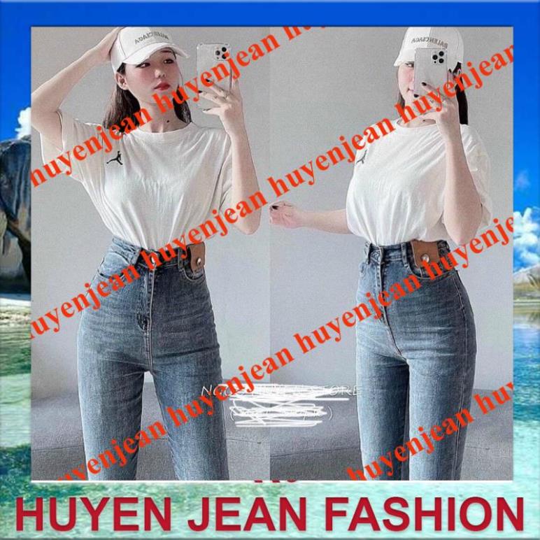 quần jean nữ cạp cao nắp da vàng hót hít