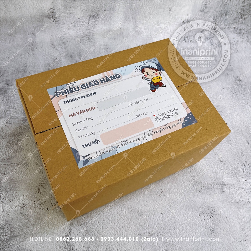 Phiếu Giao Hàng, Giấy Giao Hàng, Phiếu Ship Hàng, Giấy Ghi Mã Vận Đơn – Kích Thước 14cm x 10cm - Có Keo Mặt Sau
