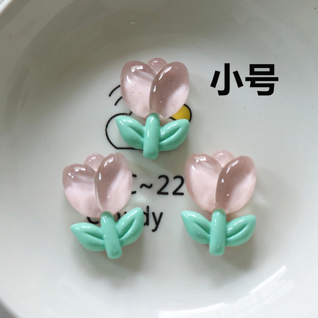Set 10 Kẹp Tóc Hình Hoa Tulip Bằng Nhựa Trong Suốt DIY