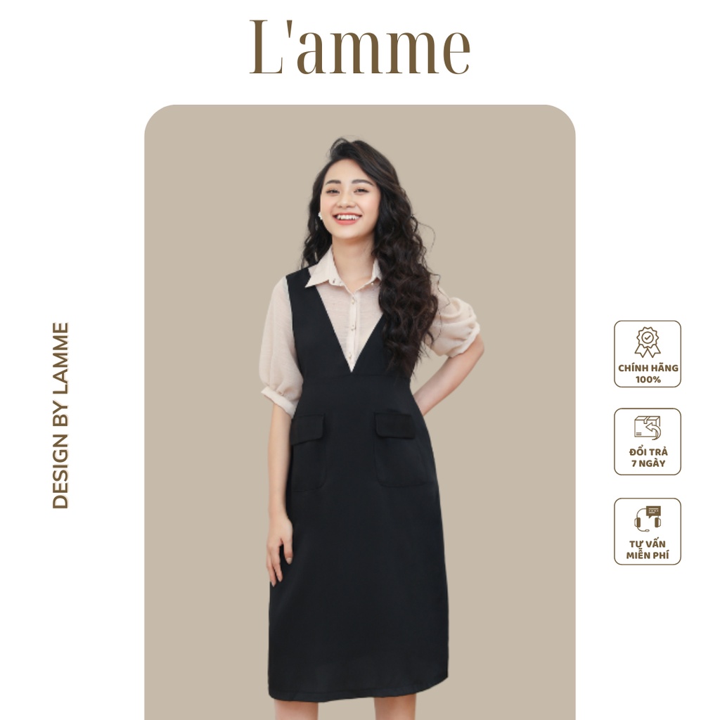 Đầm Bầu Công Sở Nancy Dress Chất Trượt Hàn Phối Tơ Thiết Kế Sang Trọng By LAMME