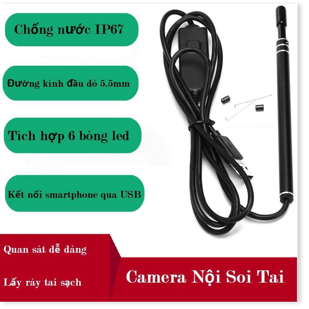 Dụng Cụ Ngoáy Tai Cho Bé ✔️Chính Hãng✔️ 3 trong 1 có đèn LED, Nội Soi Tai Mũi Họng, Có Kết Nối Với Điện Thoại, Máy Tính