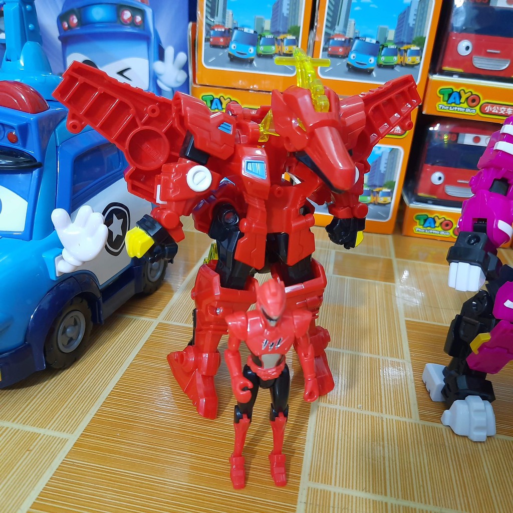 Mô hình miniforce Biệt đội siêu nhân nhí Robot siêu khủng long Preta hỏa thần và siêu nhân Sammy