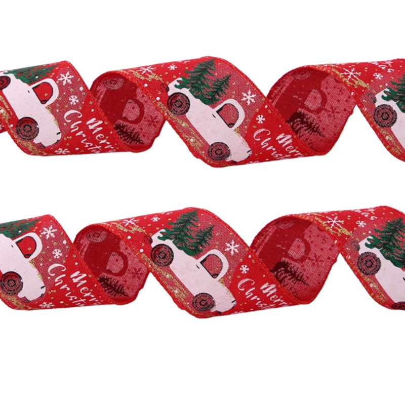 Ruy băng vải lanh Giáng sinh rộng 65mm dài 3m trang trí đa dụng chất lượng cao