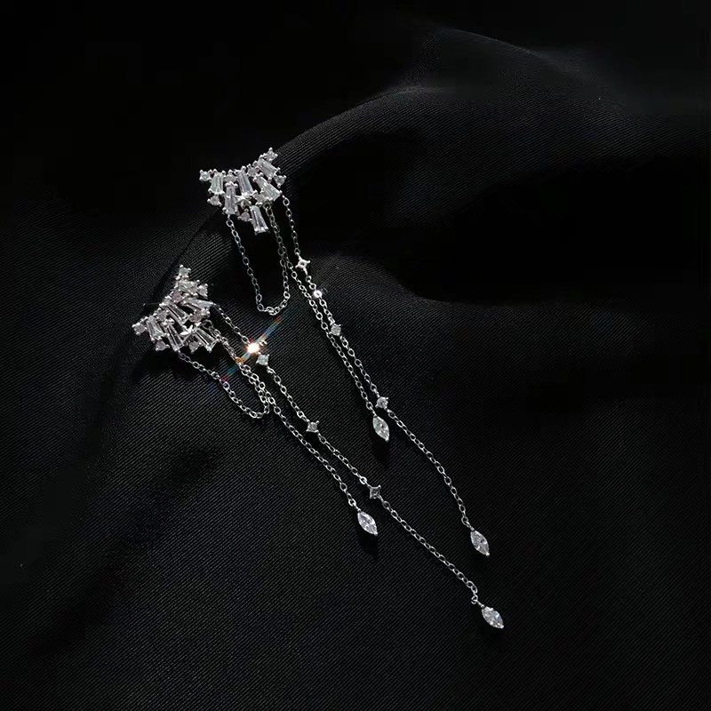 Bông Tai Dáng Dài Đính Đá Zircon Cao Cấp Thời Trang