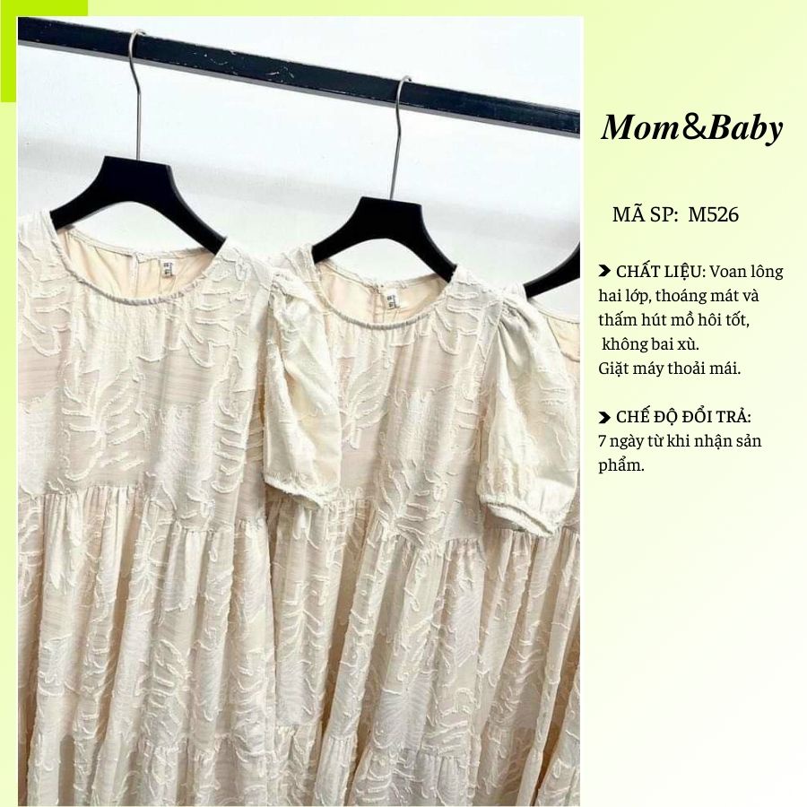 Váy bầu ngắn tay thời trang thiết kế công sở xinh xắn vải voan lông mềm mát Mom and Baby M526