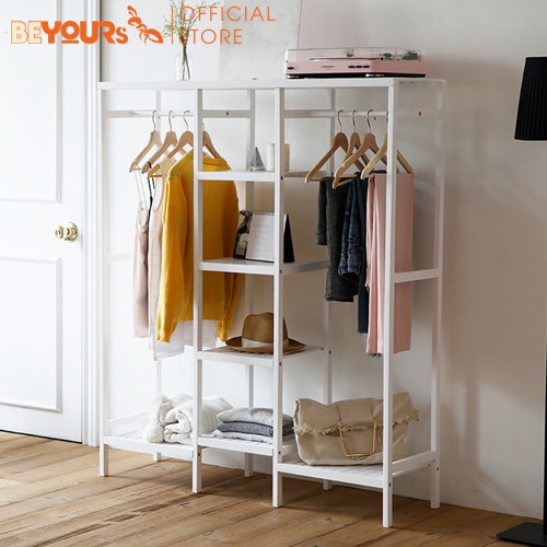 Tủ Gỗ Treo Đồ Quần Áo Gỗ BEYOURs Triple Hanger Size Khổng Lồ Có Kệ Cây Sào Đa Năng Nội Thất Phòng Ngủ Lắp Ráp Dễ Dàng