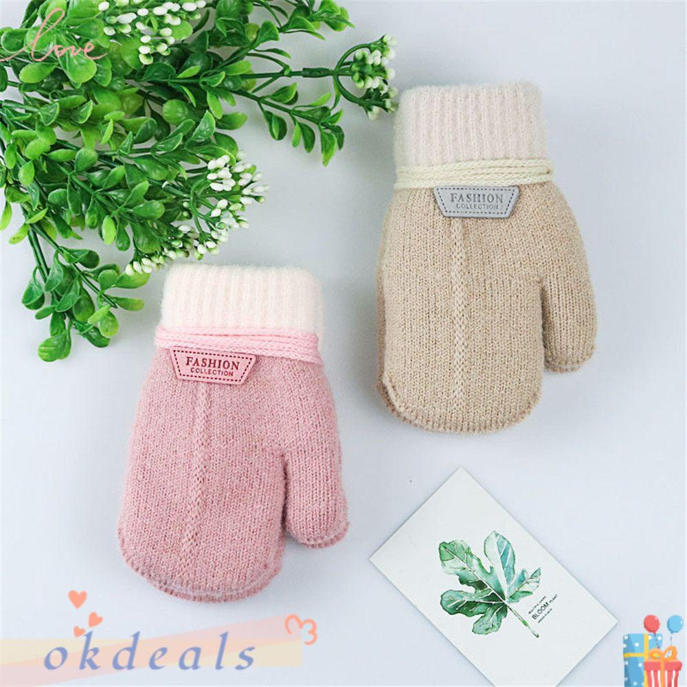 Găng Tay Vải Lông Dày Dặn Giữ Ấm Mùa Đông Cho Bé