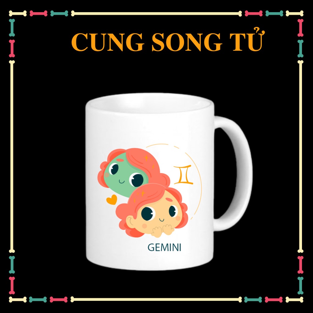 Ly sứ 12 cung hoàng đạo, dung tích 330ml, dày mịn, có thể tặng quà sinh nhật cho người thân, bạn bè