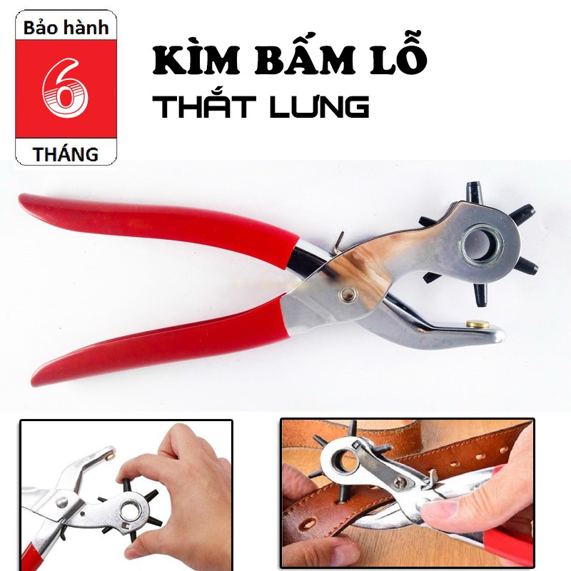 [HOT] Kìm bấm lỗ dây da đồng hồ,thắt lưng, giày dép, bìa cứng + 6 size lỗ đa năng