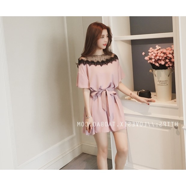 Váy đầm nữ xinh MINALADY viền ren cổ dây đai lưng Hàng Quảng Châu chất đẹp | BigBuy360 - bigbuy360.vn