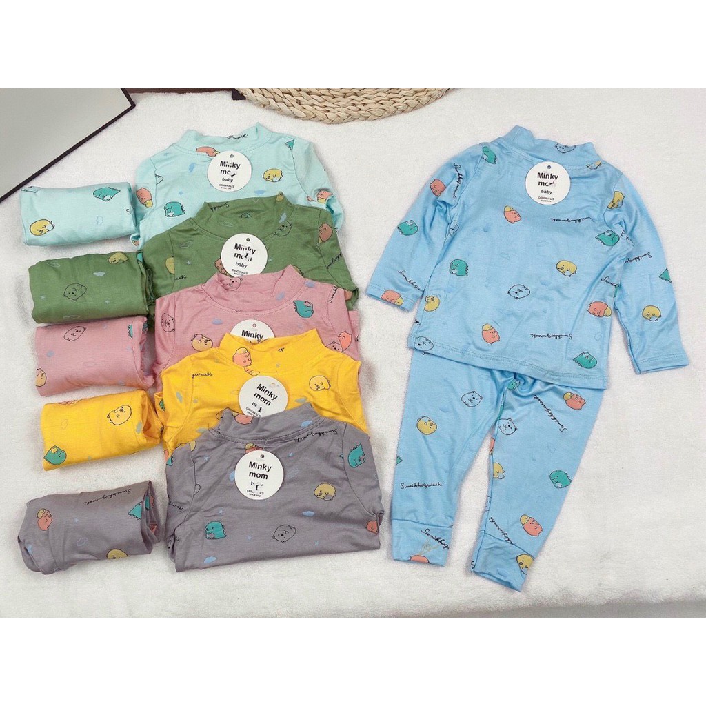 Bộ Dài Tay Cao Cổ 3p Minky Mom Chất Thun Lạnh Cho Bé Họa Tiết Dễ Thương