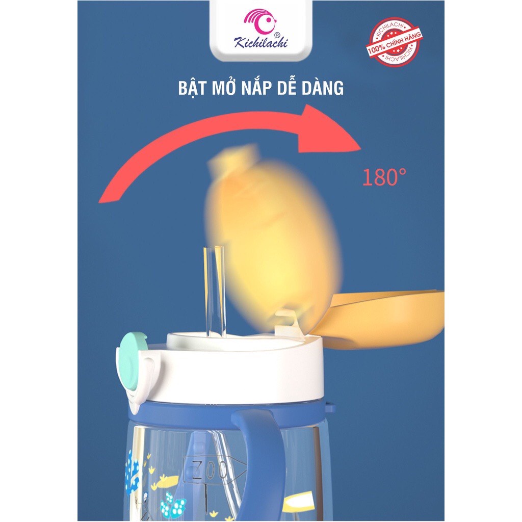 Bình tập uống chống sặc cho bé Kichilachi 220ML - 350ML có ống hút mẫu mới