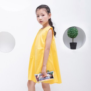 Đầm trơn bé gái không tay cổ tròn phong cách tiểu thư đài các