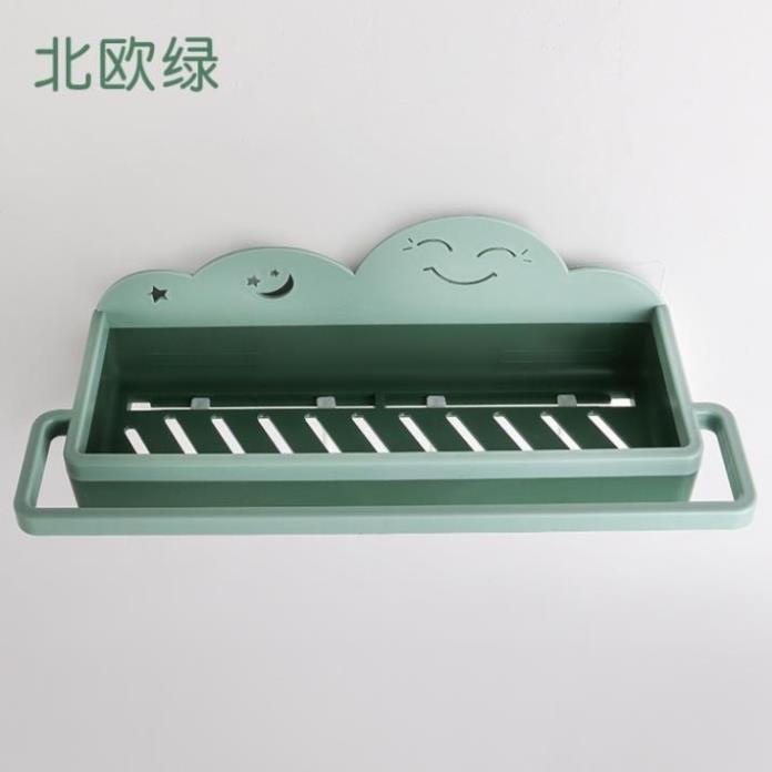 Kệ nhựa dán tường phòng bếp - nhà tắm hình đám mây | Khay đựng dán tường có giá treo khăn, móc treo đồ đa năng tiện dụng