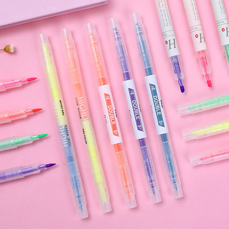 [Mã LIFEXANH03 giảm 10% đơn 500K] Bút nhớ highlight pastel 2 đầu nhiều màu gồm set 6 bút và 3 bút