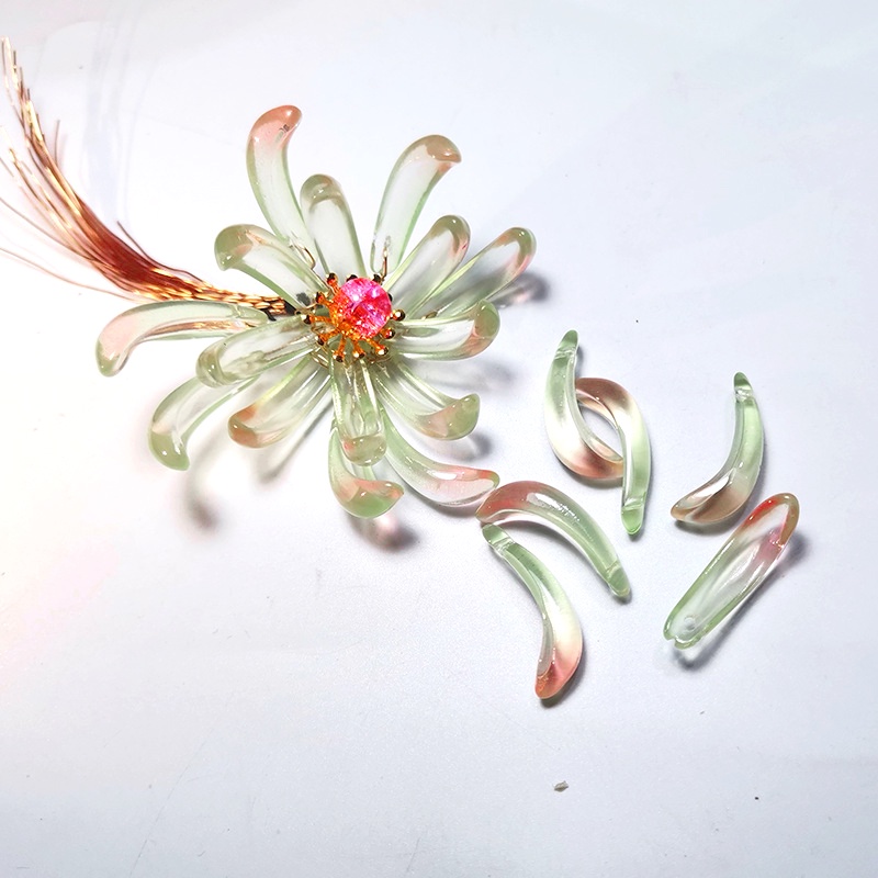 5 cánh hoa bỉ ngạn chất liệu thủy tinh 7*32mm nguyên liệu làm trâm làm trang sức cổ trang cosplay cổ phục